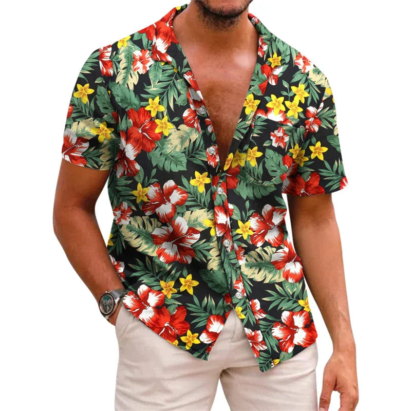 Aaron - Florida Bloemen Blouse Voor Heren