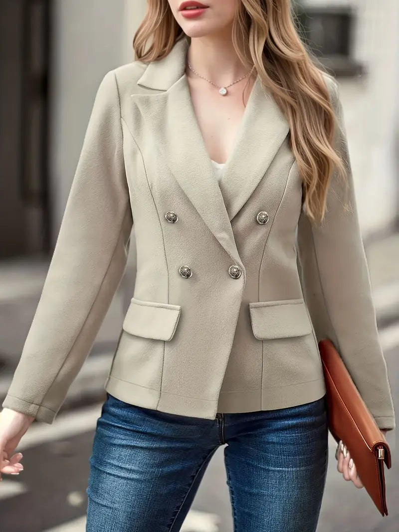 Alora - Effen Double-Breasted Blazer